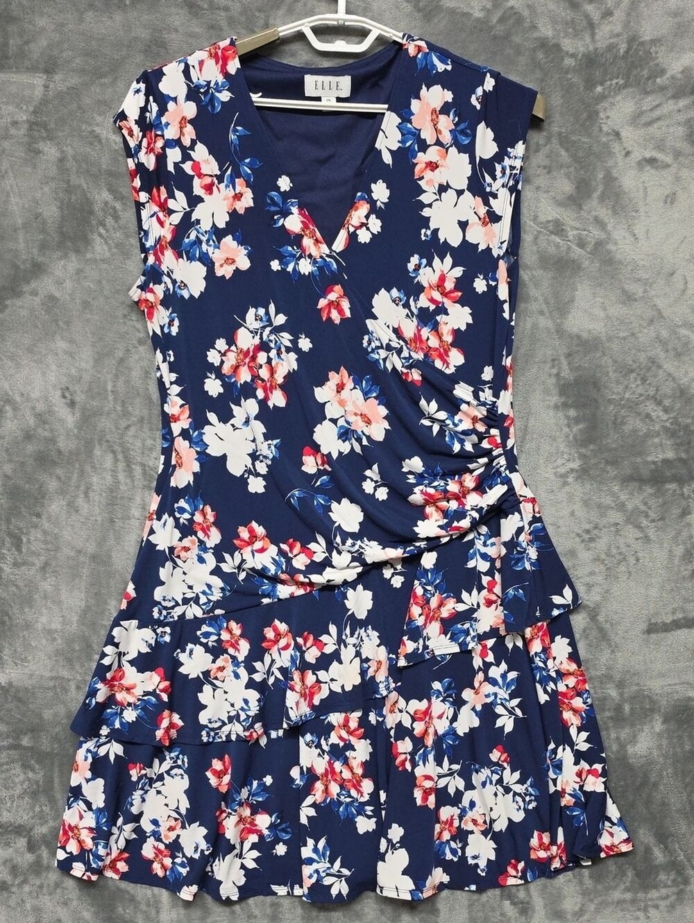 Elle Figure Flattering Navy Floral Dress Sz XXL
